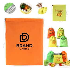 Reusable 3-Layer Insulation Drawstring Bag with Aluminum Foil Lining